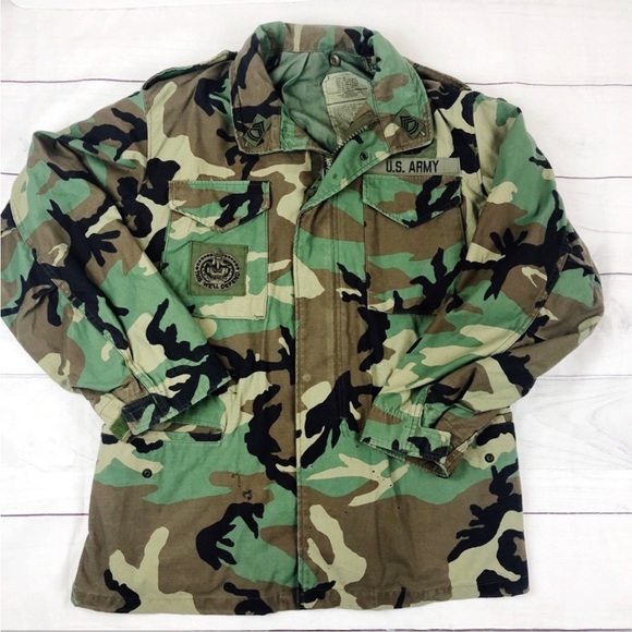 Vintage 80s US Army Jacket Military VTG Camouflage Camo Jacket Coat - Picture 1 of 16